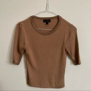 Topshop Tan Ribbed Knit Top
